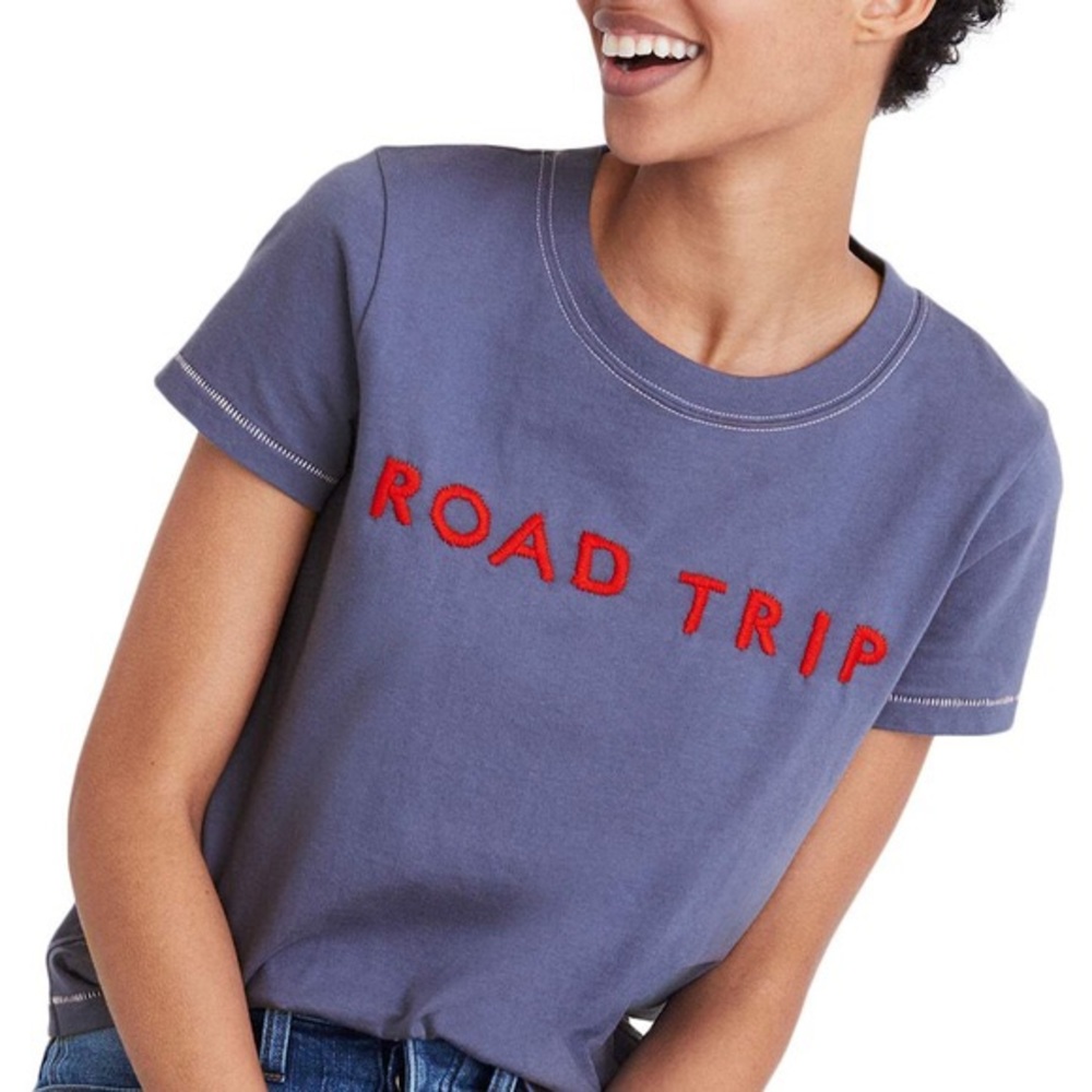 Madewell embroidered road trip tee, size small